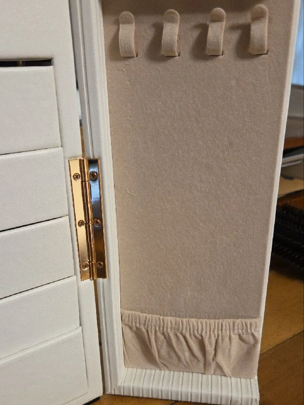 White Ribbed Storage Cabinet with Gold Handles - Home Storage & Organization